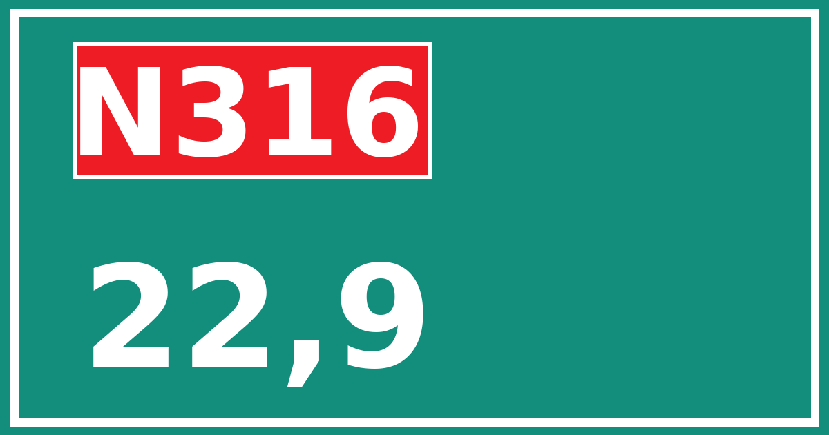 Hectometerbord N316 22,9