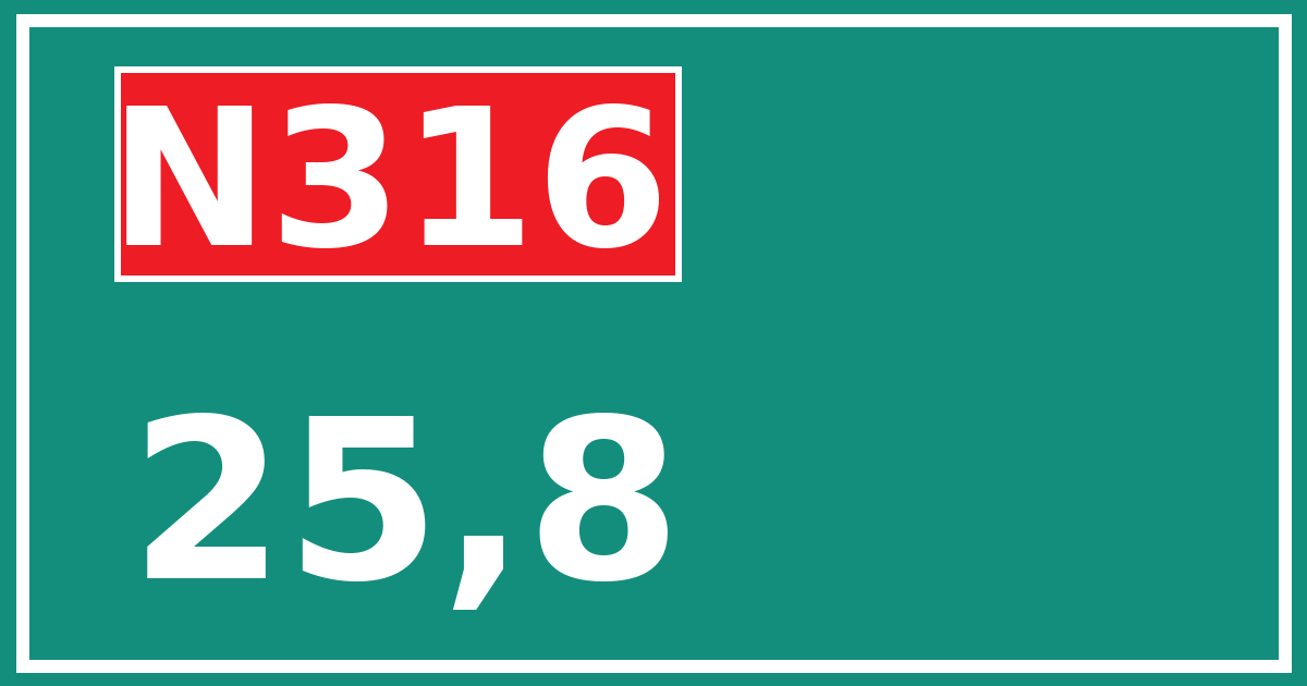 Hectometerbord N316 25,8