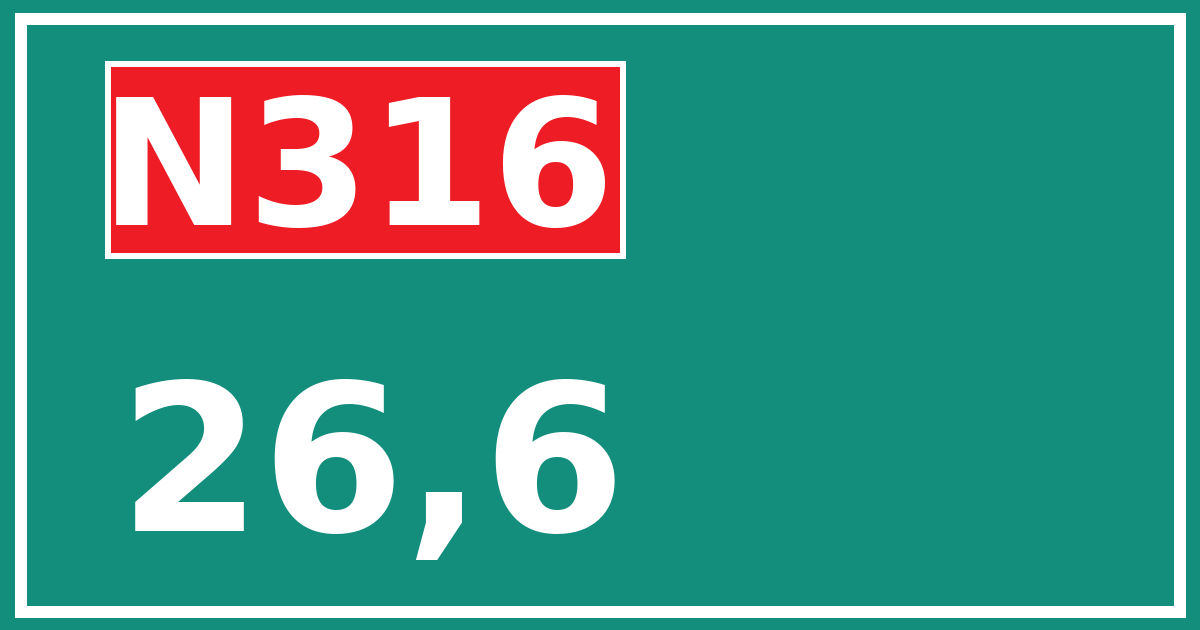 Hectometerbord N316 26,6
