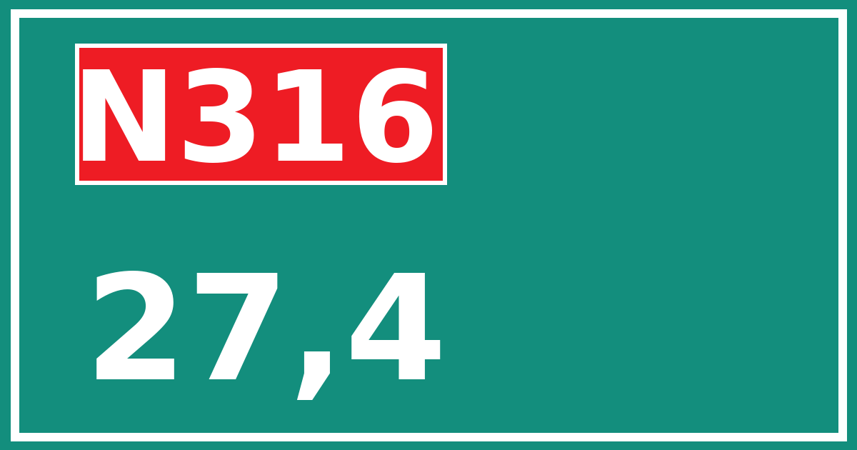 Hectometerbord N316 27,4