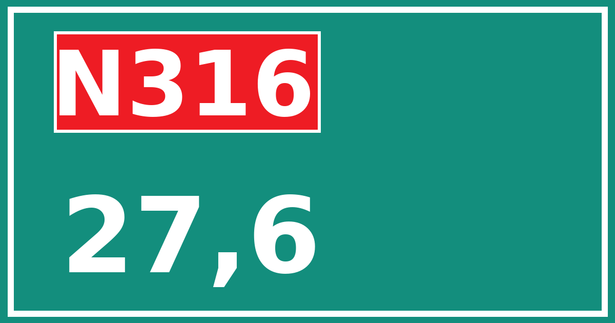 Hectometerbord N316 27,6