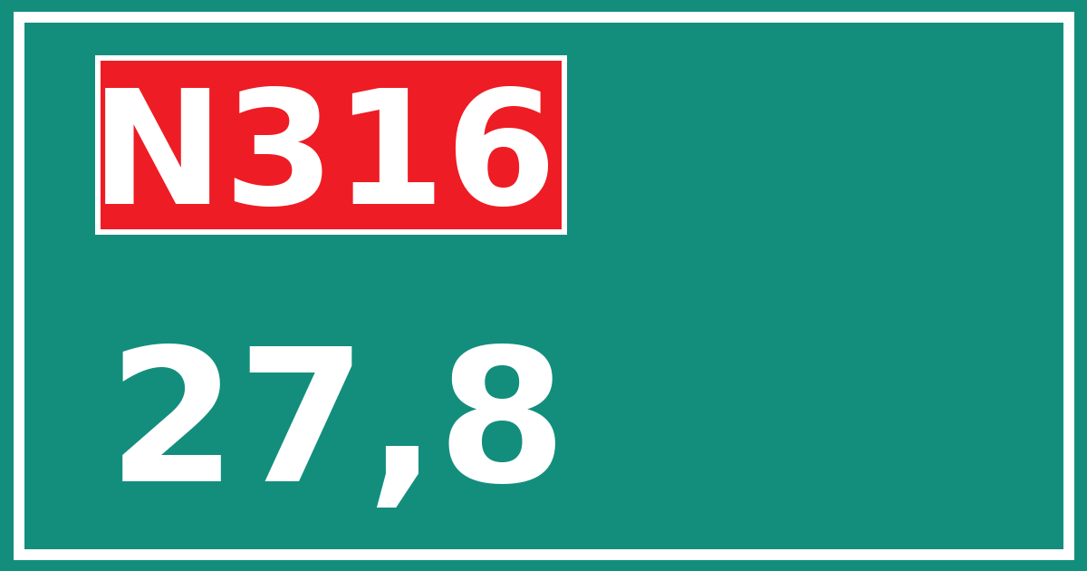 Hectometerbord N316 27,8