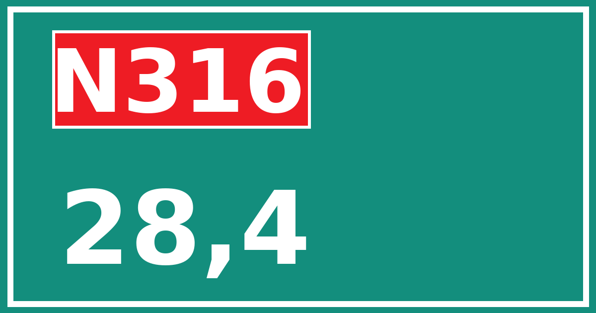 Hectometerbord N316 28,4