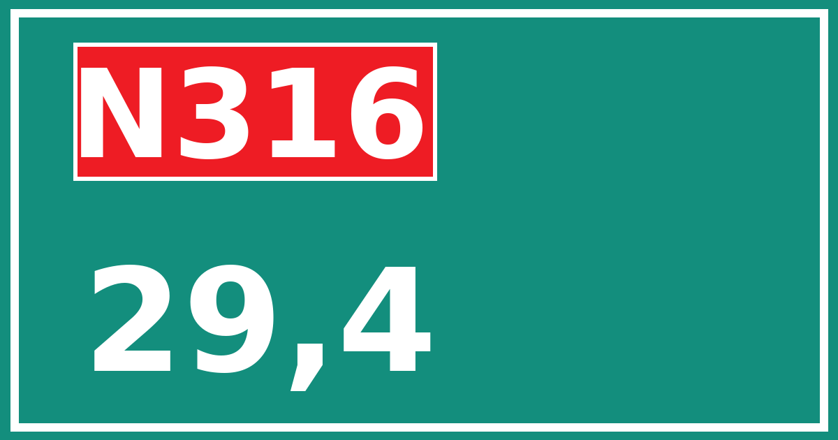 Hectometerbord N316 29,4