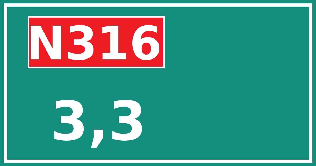 Hectometerbord N316 3,3