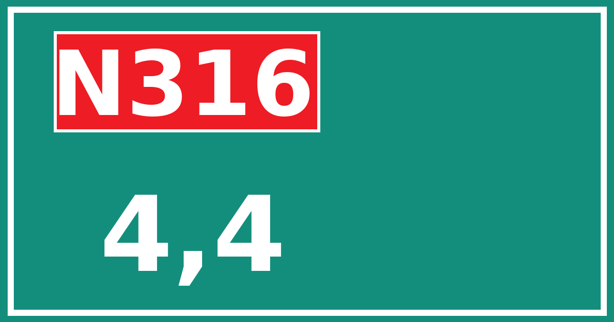 Hectometerbord N316 4,4