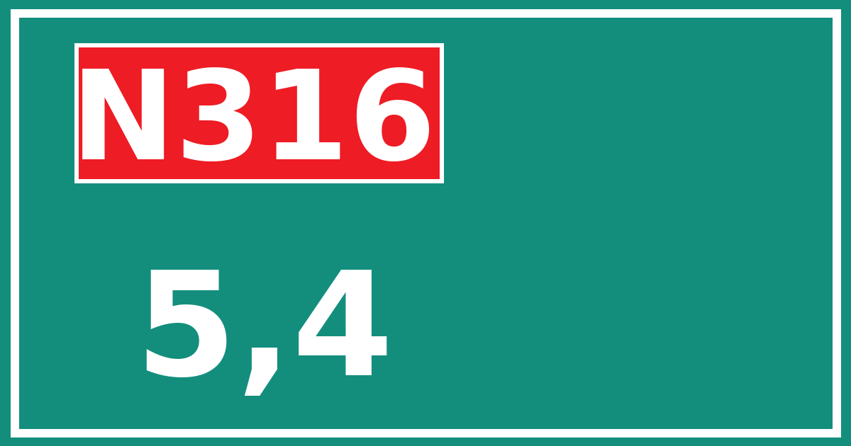 Hectometerbord N316 5,4