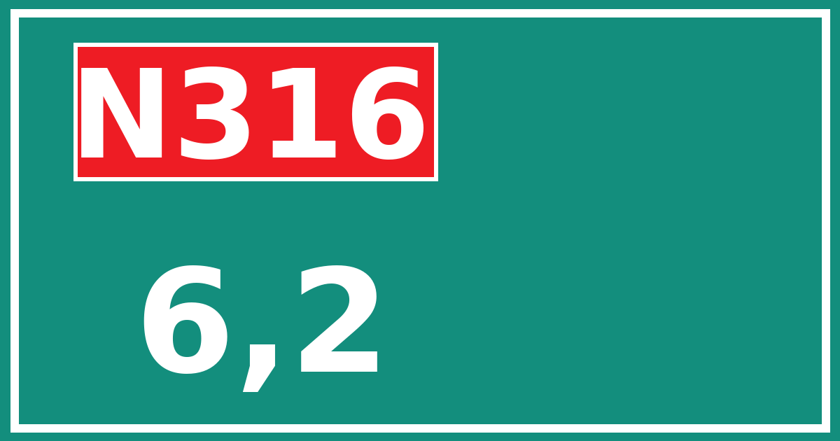 Hectometerbord N316 6,2
