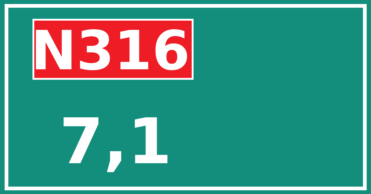 Hectometerbord N316 7,1