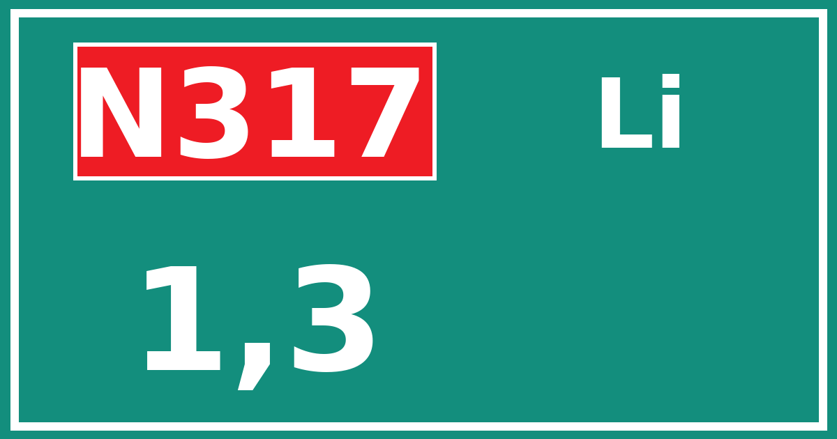 Hectometerbord N317 1,3 zijde Li