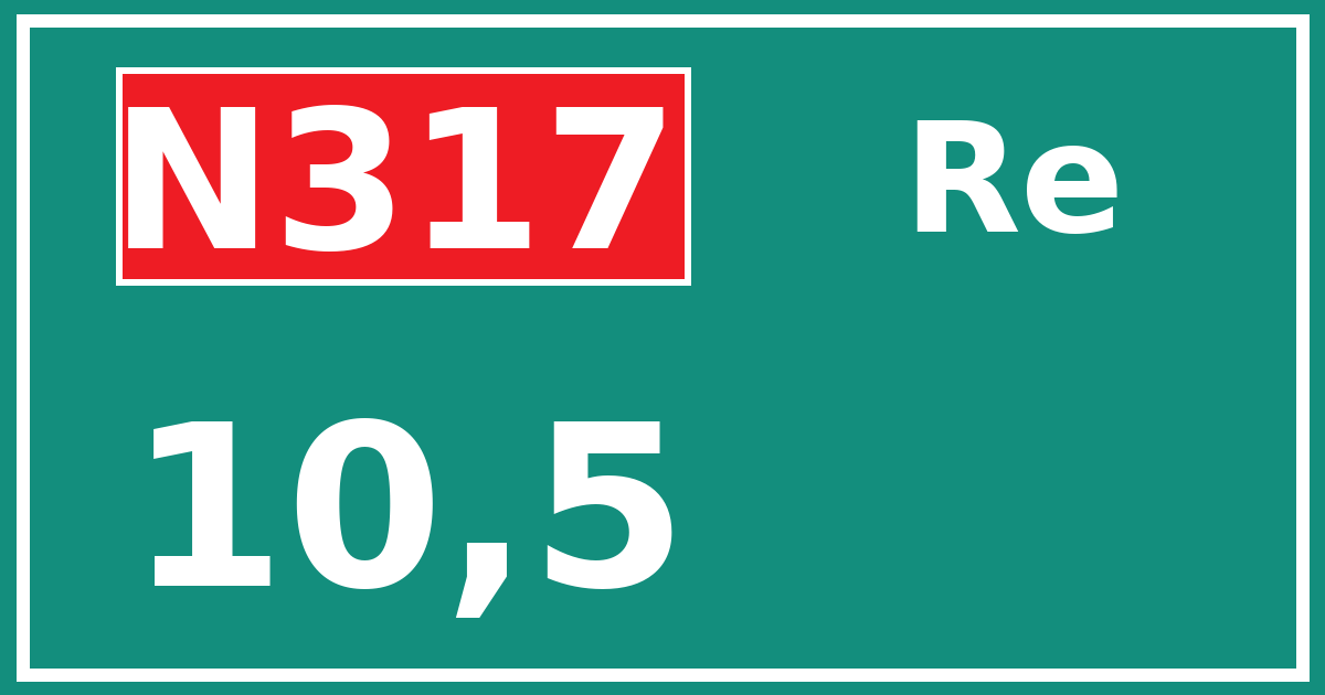 Hectometerbord N317 10,5 zijde Re