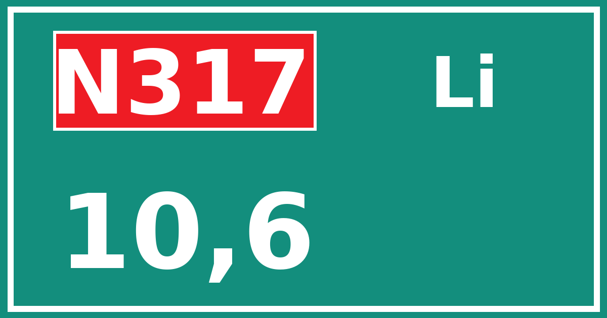 Hectometerbord N317 10,6 zijde Li