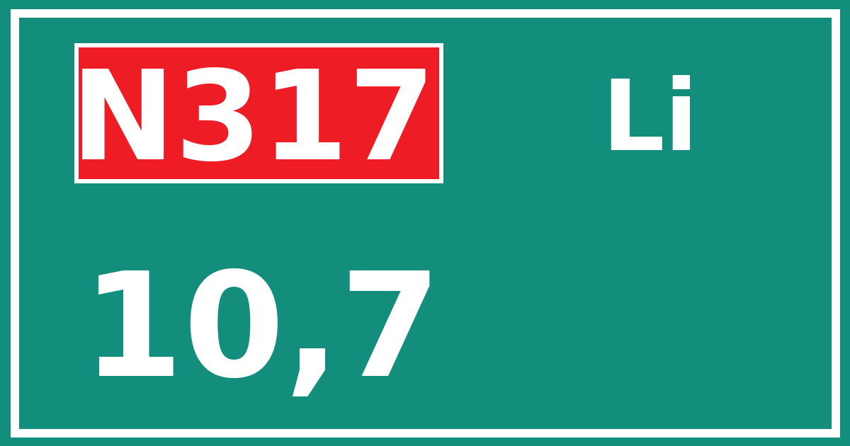 Hectometerbord N317 10,7 zijde Li