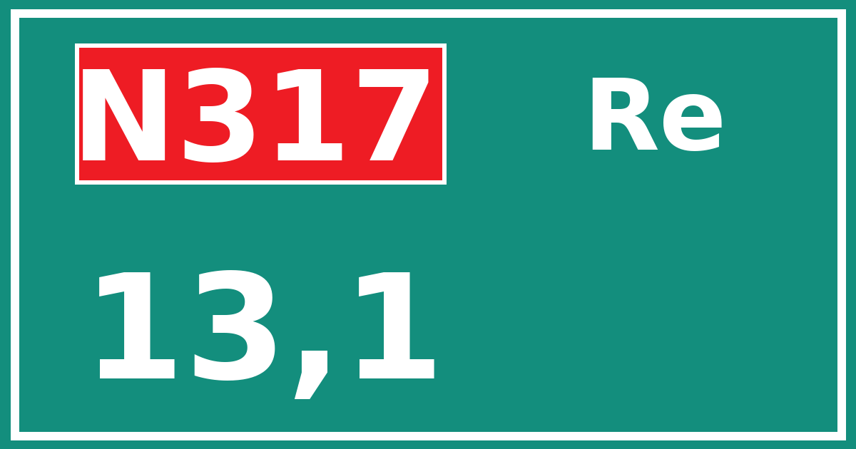 Hectometerbord N317 13,1 zijde Re