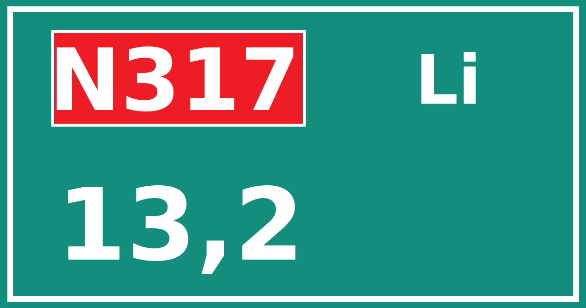 Hectometerbord N317 13,2 zijde Li