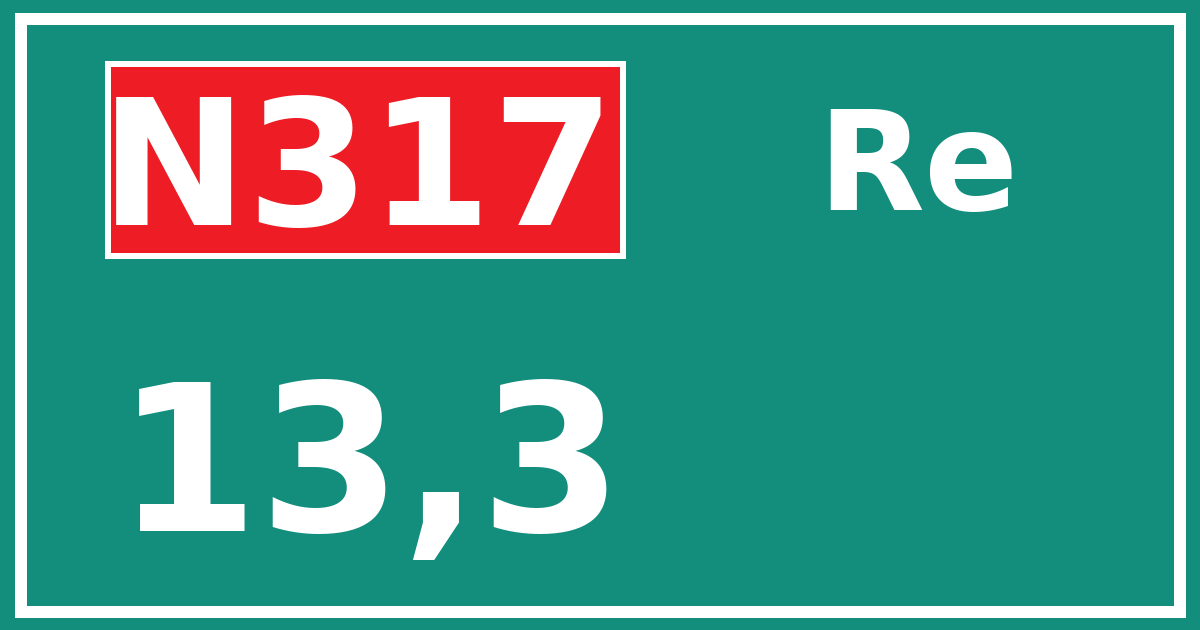 Hectometerbord N317 13,3 zijde Re
