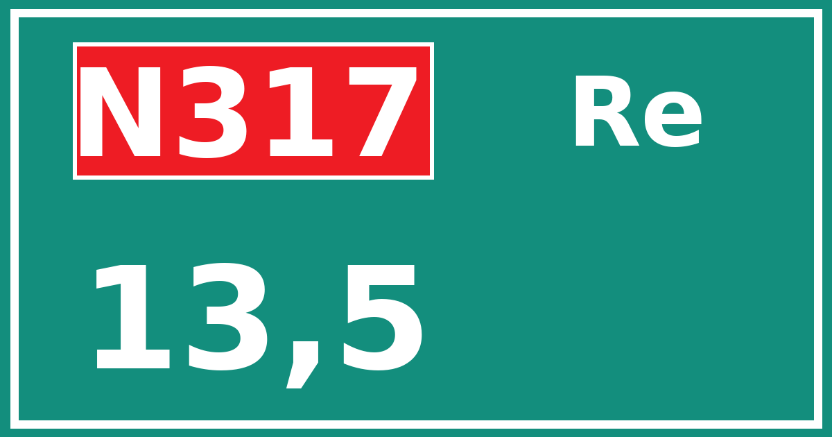 Hectometerbord N317 13,5 zijde Re