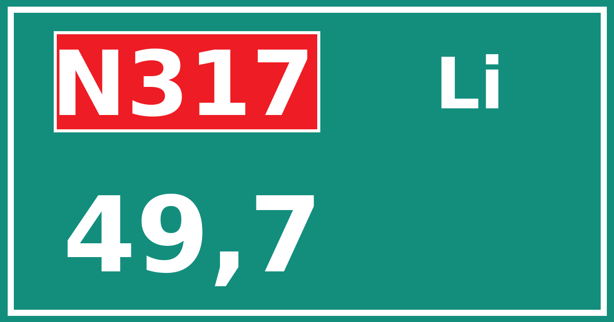 Hectometerbord N317 49,7 zijde Li