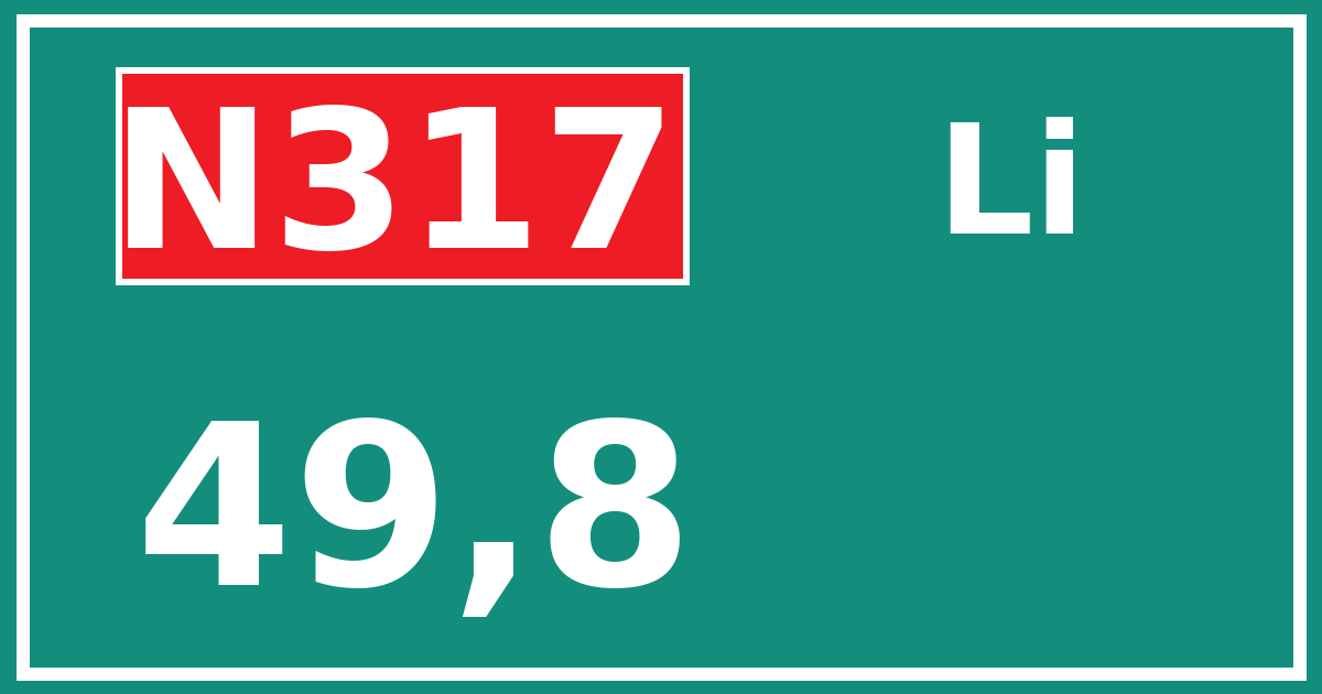 Hectometerbord N317 49,8 zijde Li