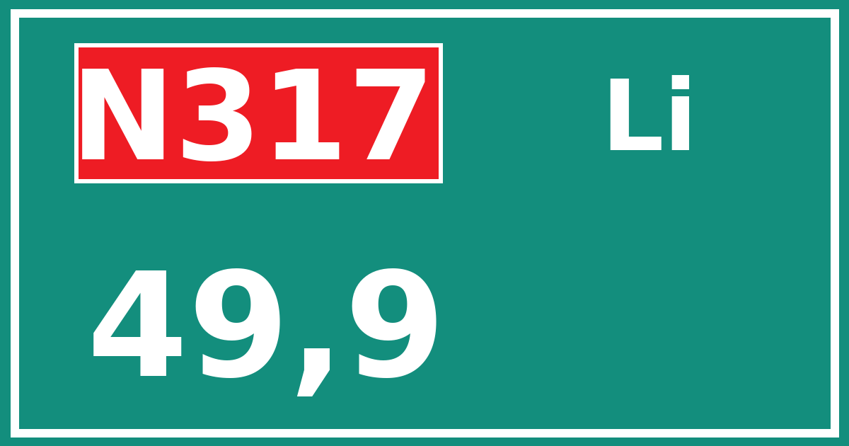 Hectometerbord N317 49,9 zijde Li