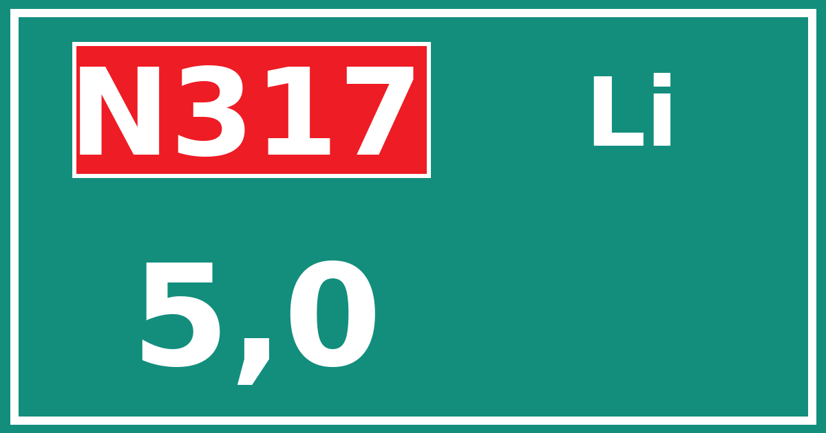 Hectometerbord N317 5,0 zijde Li