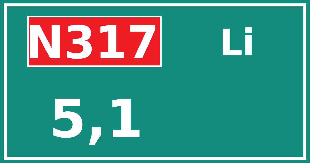 Hectometerbord N317 5,1 zijde Li