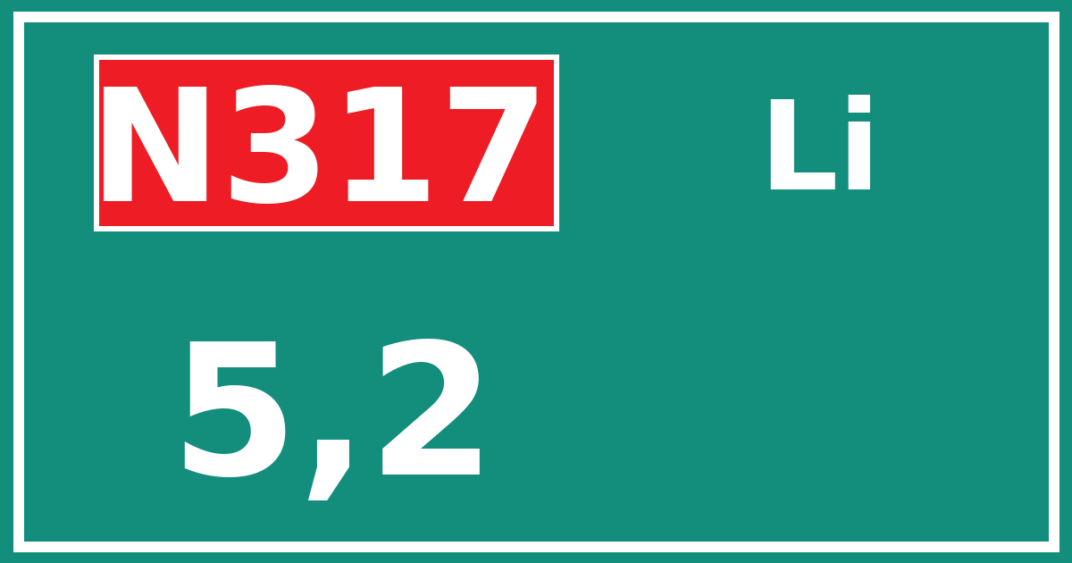 Hectometerbord N317 5,2 zijde Li