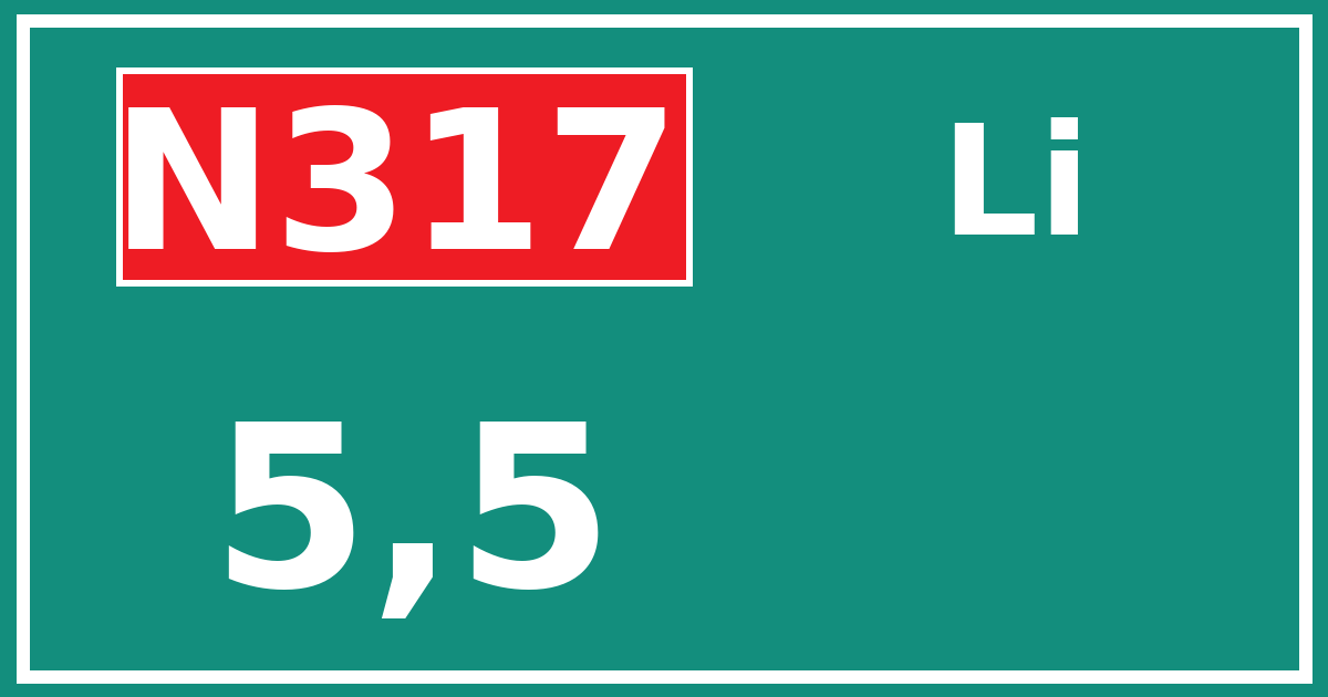 Hectometerbord N317 5,5 zijde Li