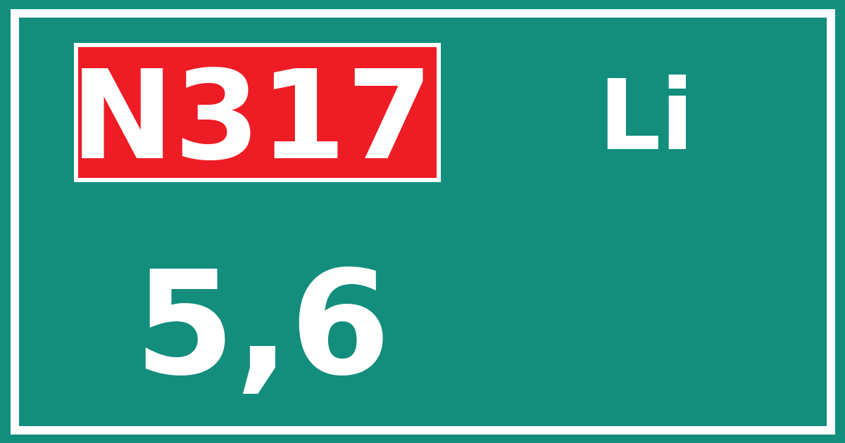 Hectometerbord N317 5,6 zijde Li