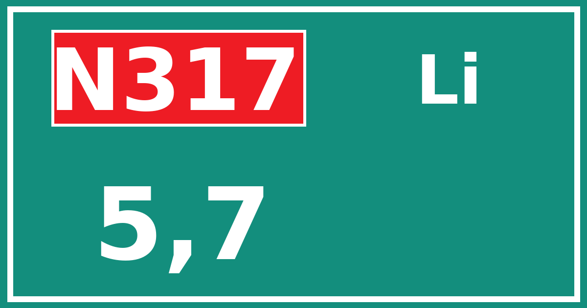 Hectometerbord N317 5,7 zijde Li