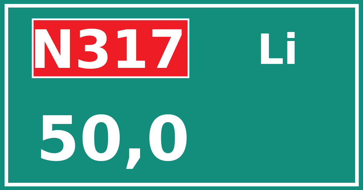 Hectometerbord N317 50,0 zijde Li