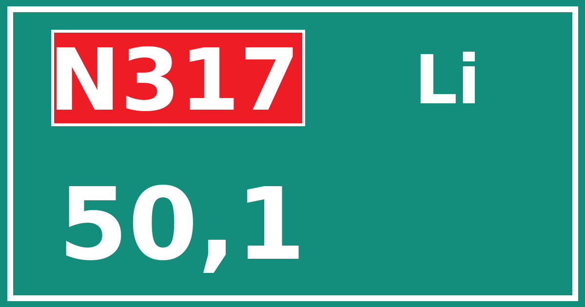 Hectometerbord N317 50,1 zijde Li