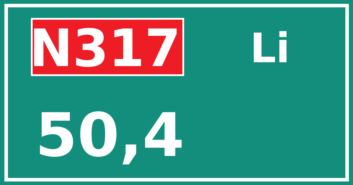 Hectometerbord N317 50,4 zijde Li