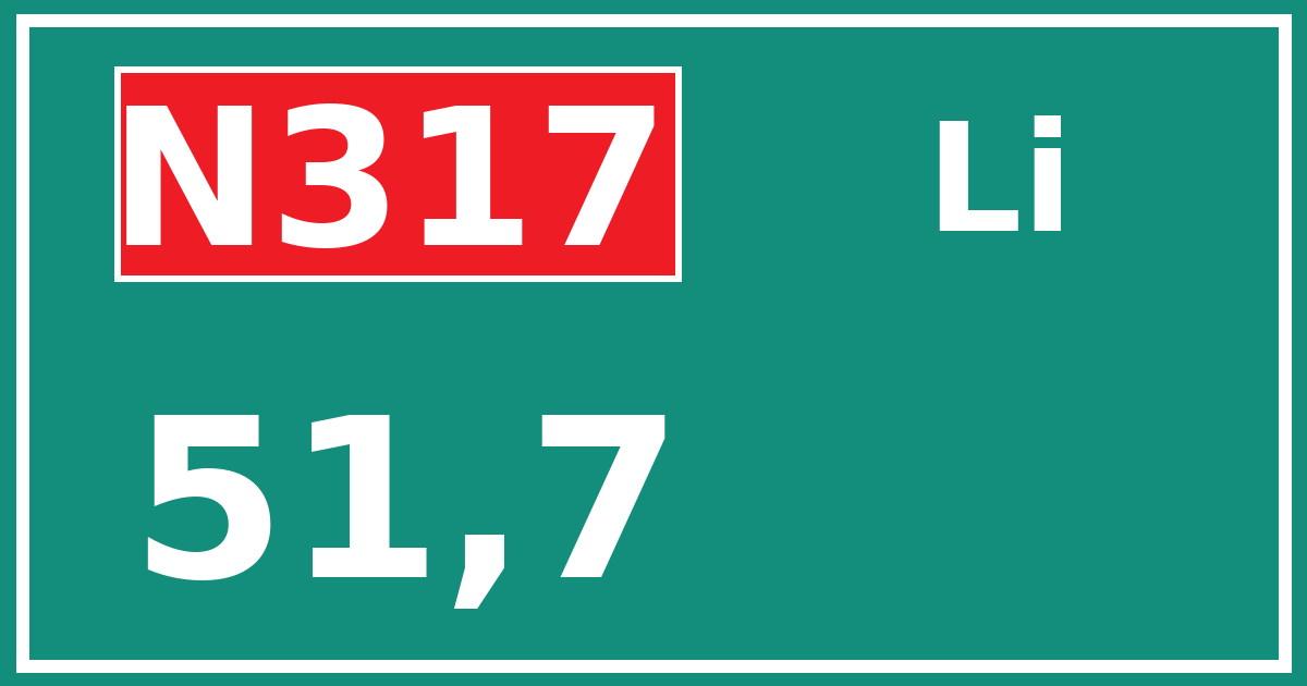 Hectometerbord N317 51,7 zijde Li