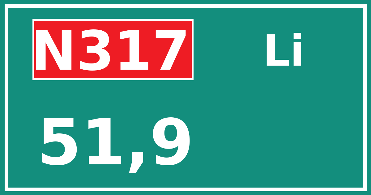 Hectometerbord N317 51,9 zijde Li