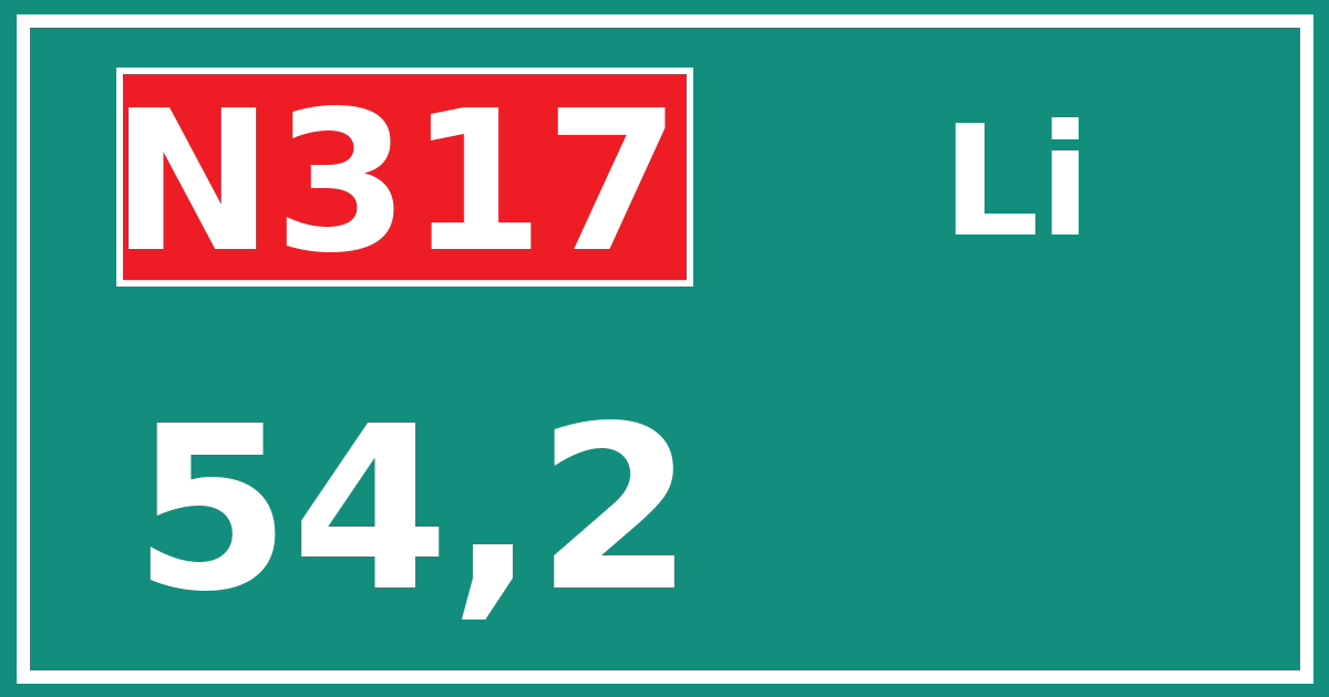 Hectometerbord N317 54,2 zijde Li