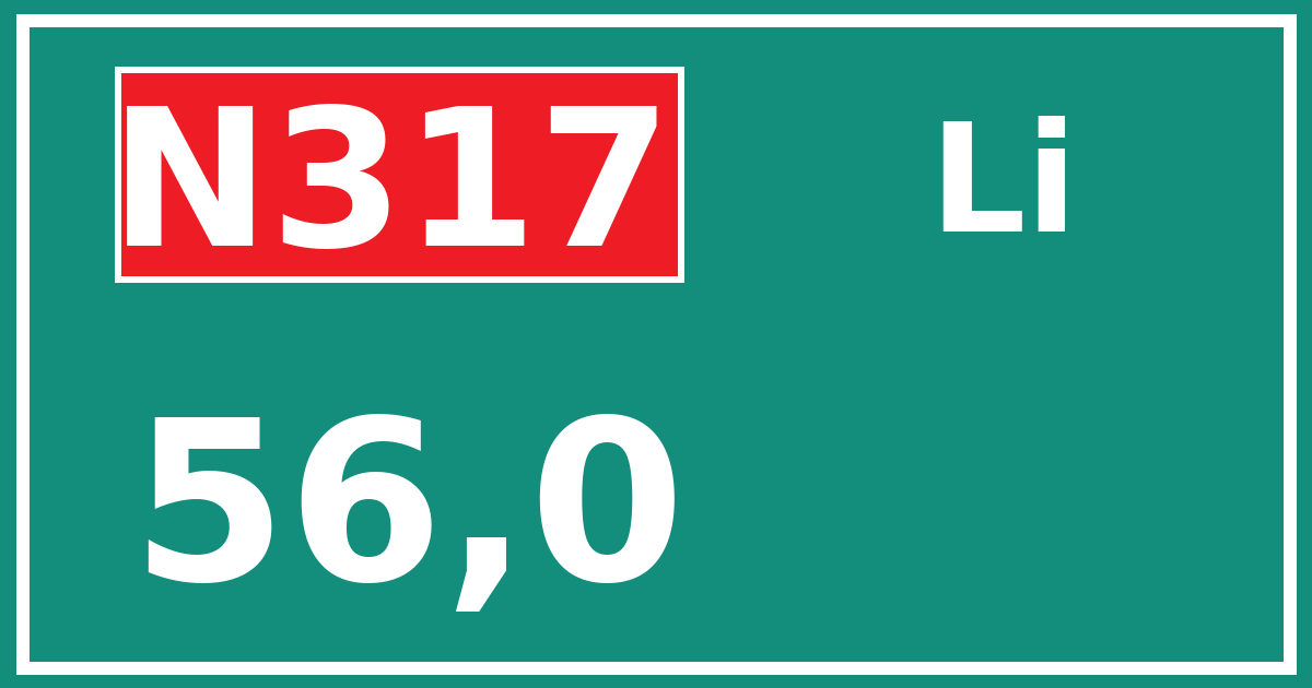 Hectometerbord N317 56,0 zijde Li
