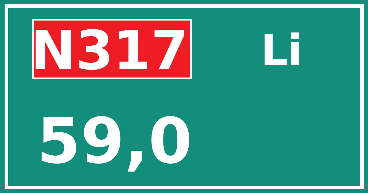 Hectometerbord N317 59,0 zijde Li
