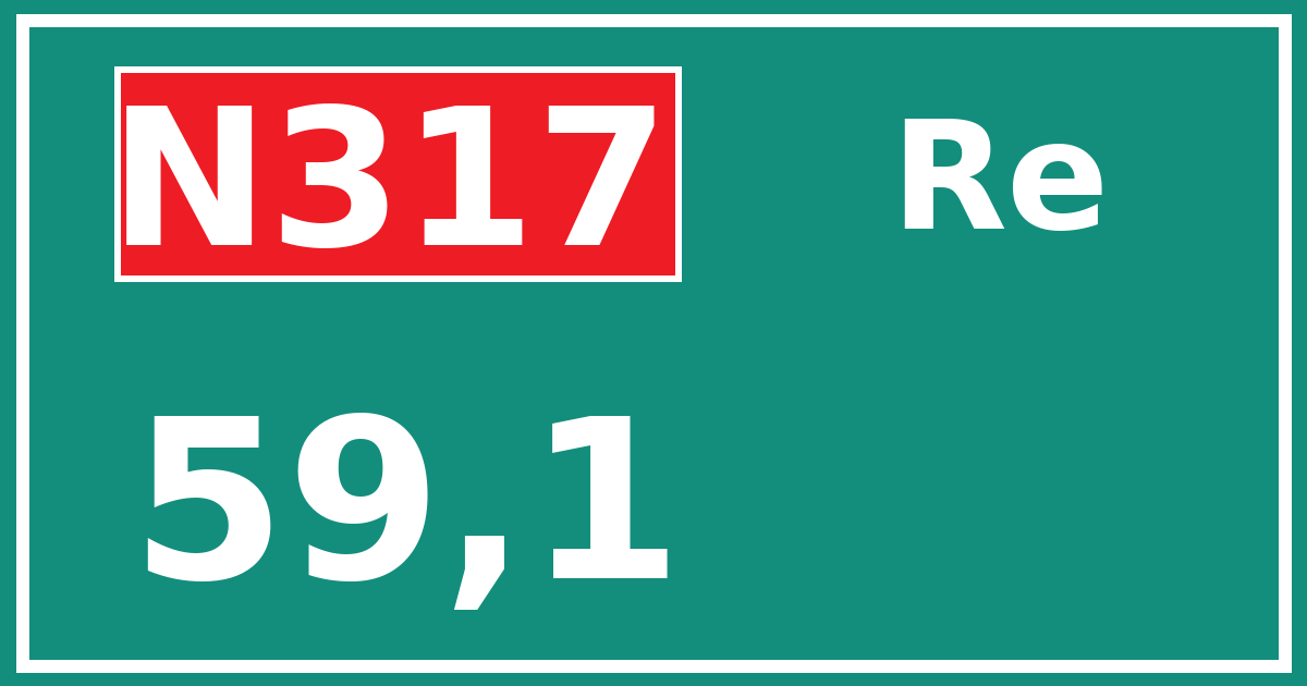 Hectometerbord N317 59,1 zijde Re