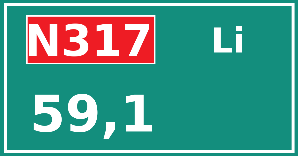 Hectometerbord N317 59,1 zijde Li