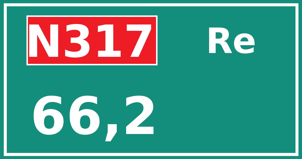 Hectometerbord N317 66,2 zijde Re