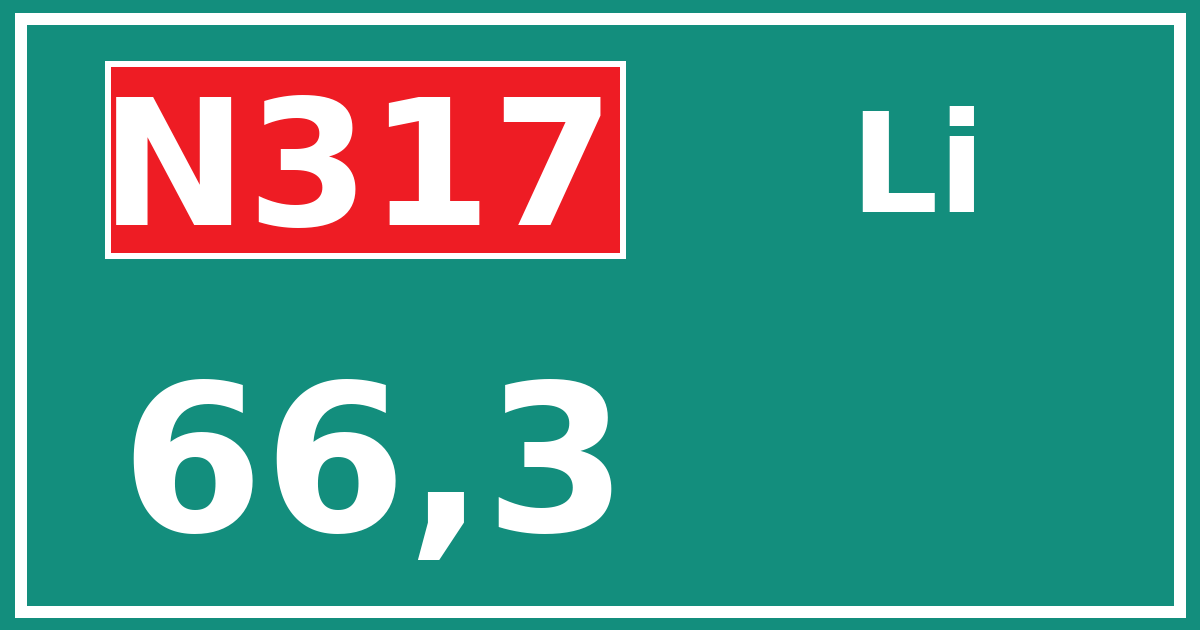 Hectometerbord N317 66,3 zijde Li
