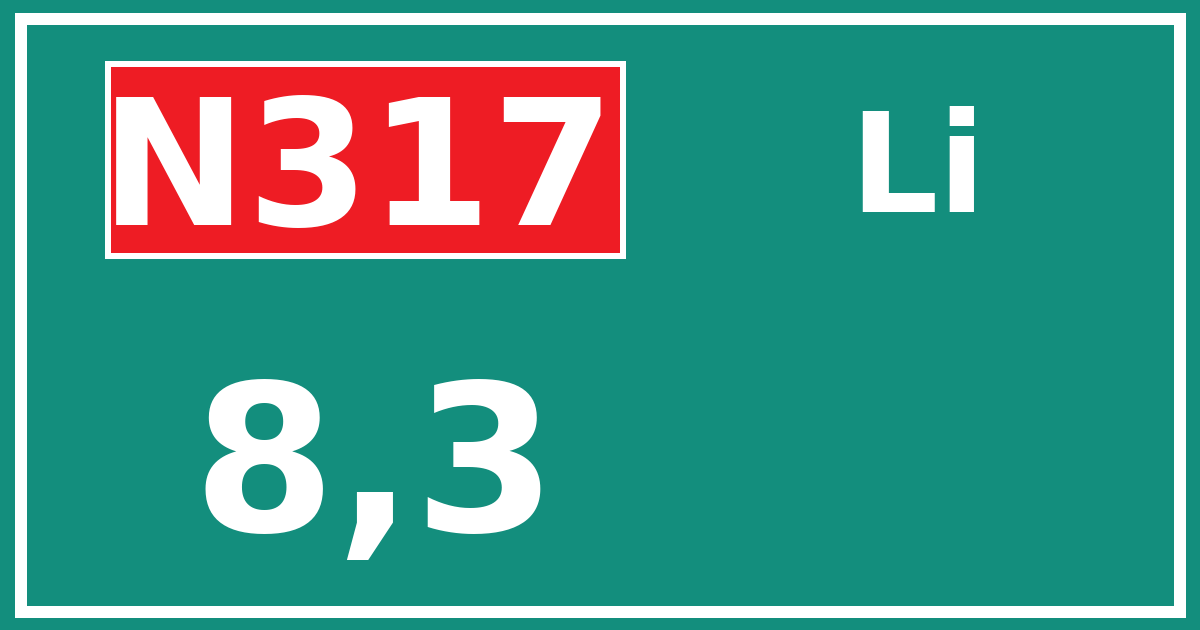 Hectometerbord N317 8,3 zijde Li