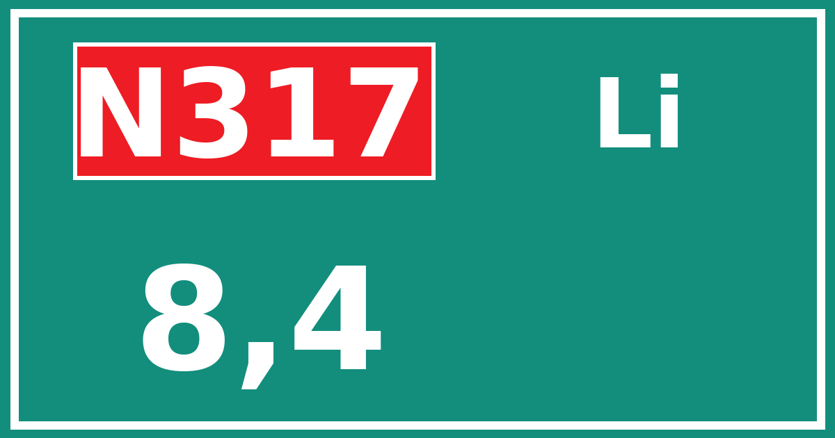 Hectometerbord N317 8,4 zijde Li