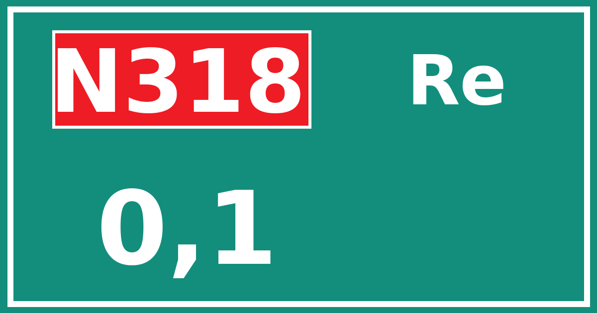 Hectometerbord N318 0,1 zijde Re