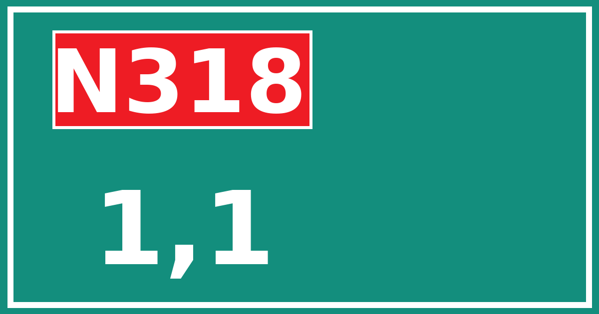 Hectometerbord N318 1,1