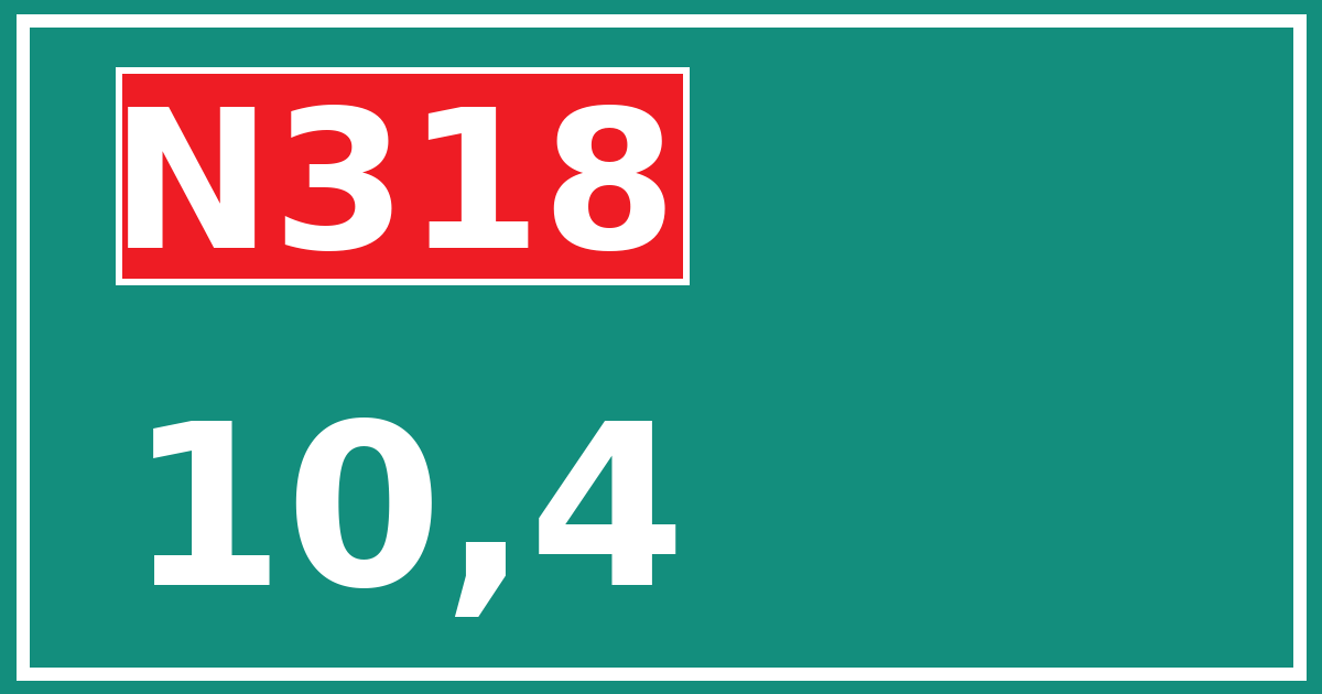 Hectometerbord N318 10,4