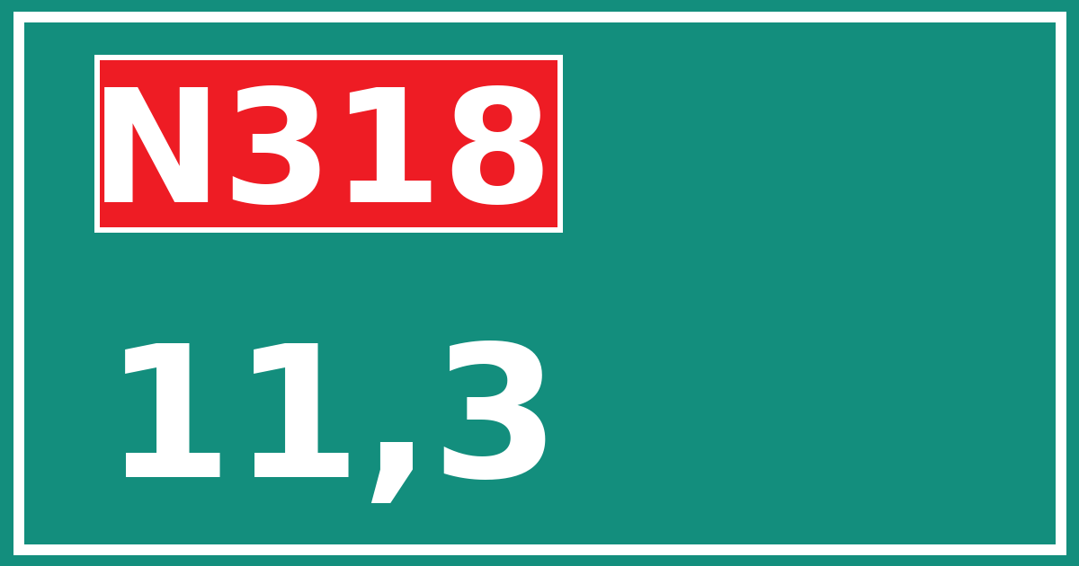 Hectometerbord N318 11,3