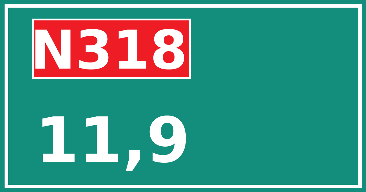Hectometerbord N318 11,9