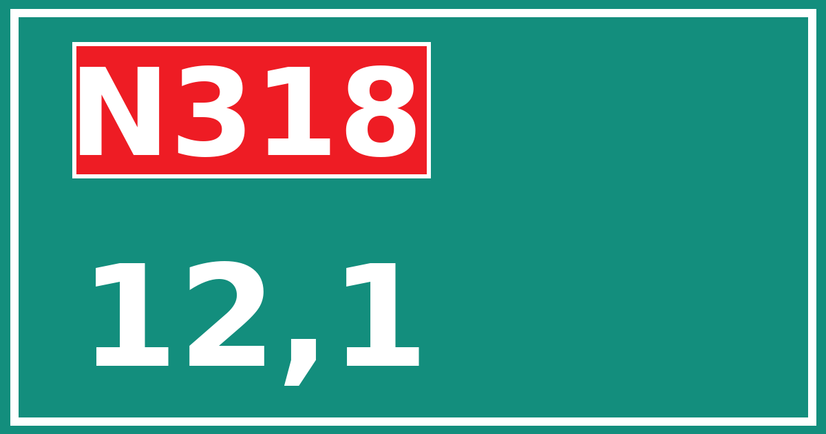 Hectometerbord N318 12,1
